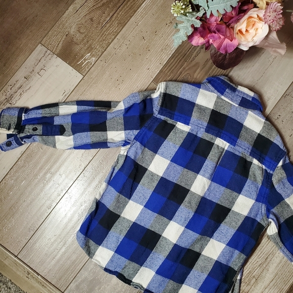 Faded Glory Blue Gray White Boys Flannel Shirt Size Small 6-7 EUC - Picture 14 of 14